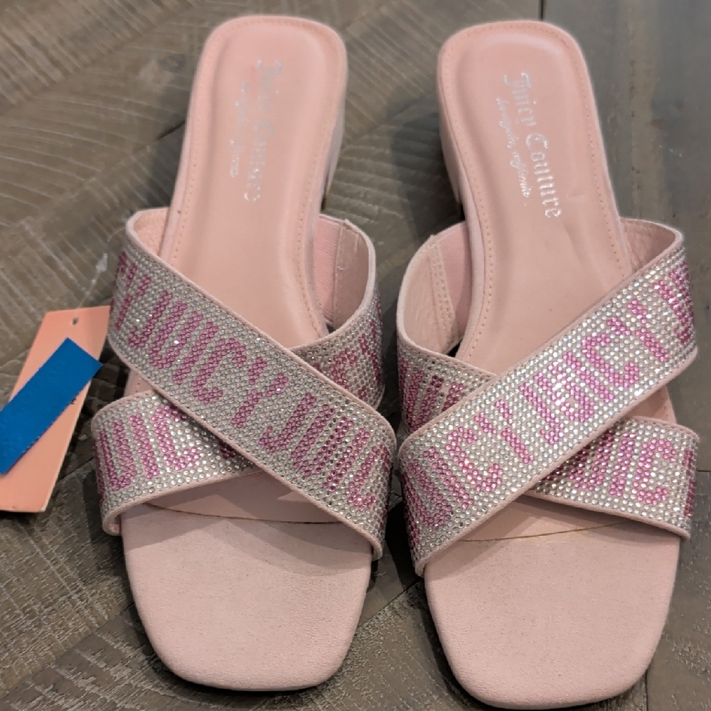Juicy Couture Pink Crystal Slide Sandals
